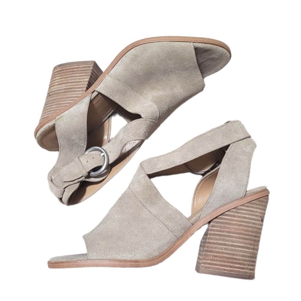 Marc Fisher Light Brown Suede Strappy Heeled Sandals